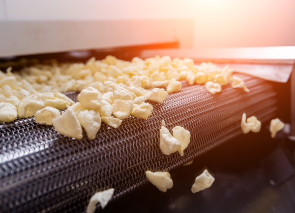 chips on conveyor.  Photo: Food Processing.com